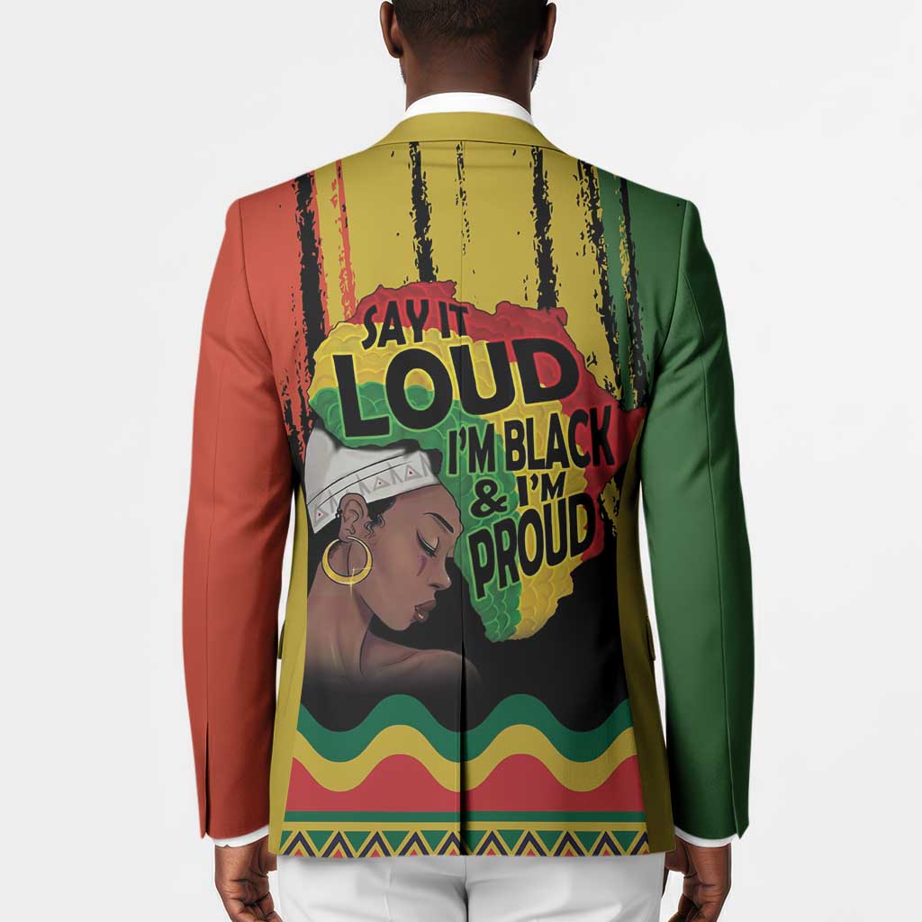 Black History Dreadlocks Map Blazer Say It Loud I’m Black and I’m Proud - Wonder Print Shop