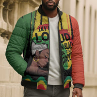 Black History Dreadlocks Map Bomber Puffer Jacket Say It Loud I’m Black and I’m Proud - Wonder Print Shop