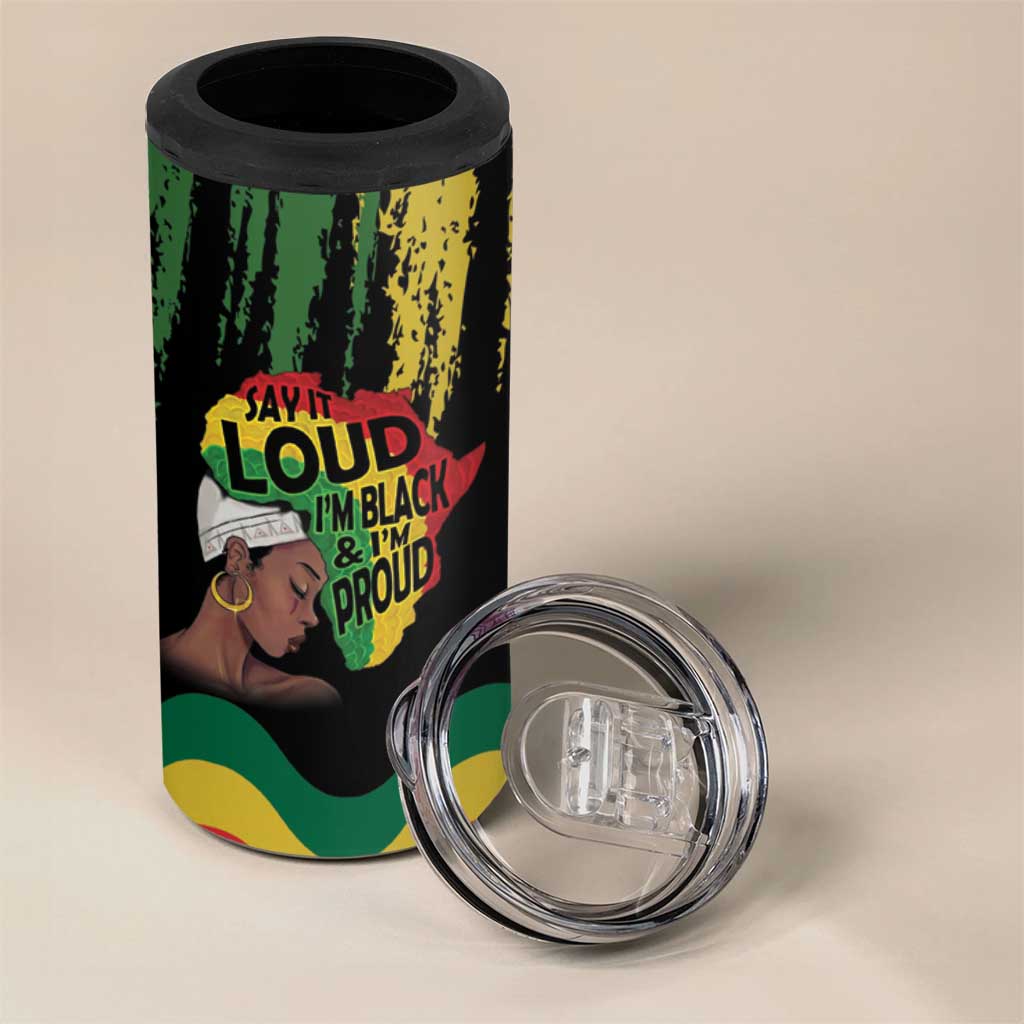 Black History Dreadlocks Map 4 in 1 Can Cooler Tumbler Say It Loud I’m Black and I’m Proud - Wonder Print Shop