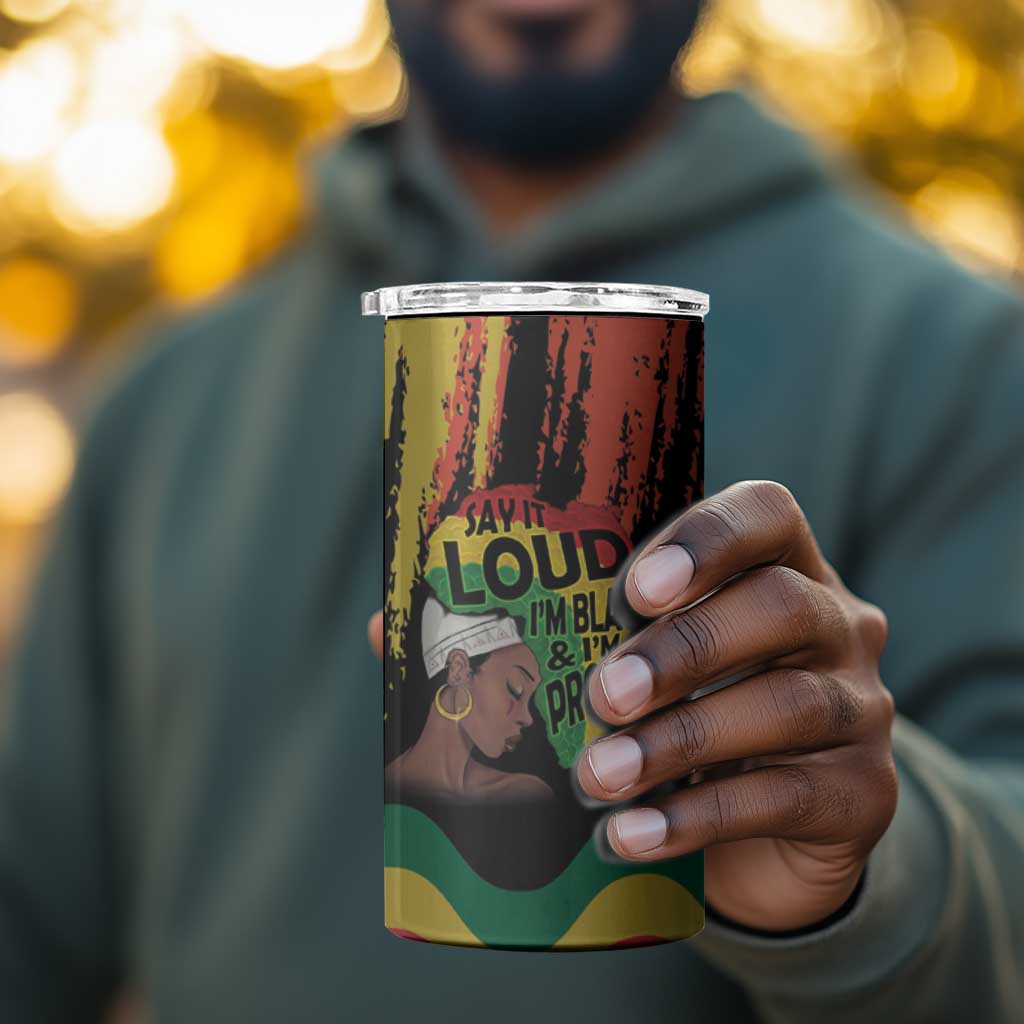 Black History Dreadlocks Map 4 in 1 Can Cooler Tumbler Say It Loud I’m Black and I’m Proud - Wonder Print Shop
