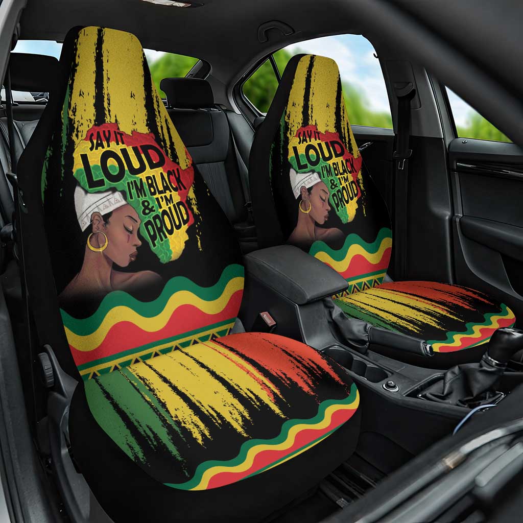Black History Dreadlocks Map Car Seat Cover Say It Loud I’m Black and I’m Proud - Wonder Print Shop