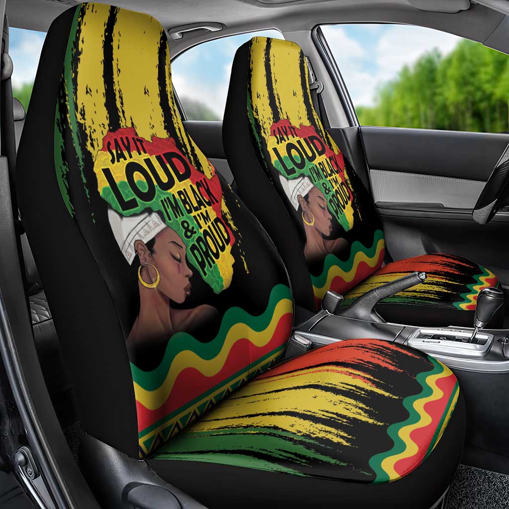Black History Dreadlocks Map Car Seat Cover Say It Loud I’m Black and I’m Proud - Wonder Print Shop