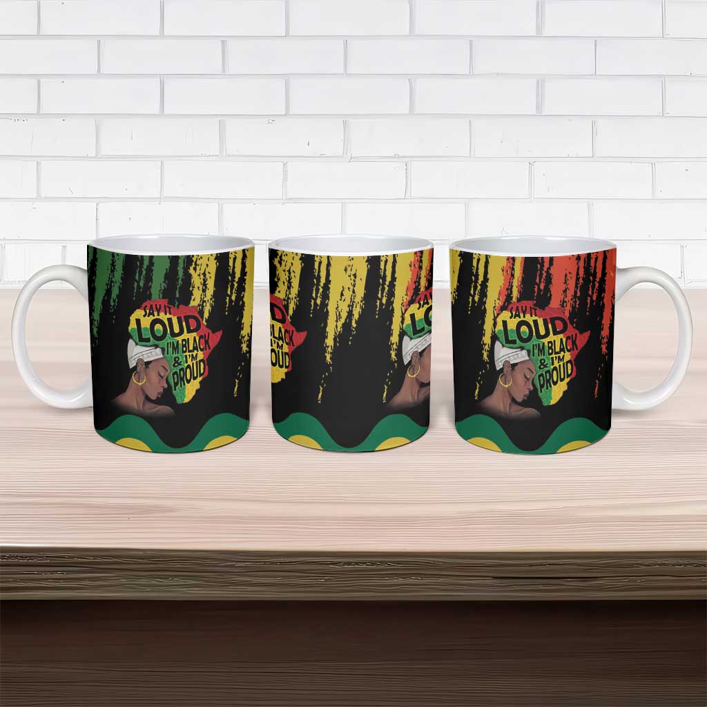 Black History Dreadlocks Map Ceramic Mug Say It Loud I’m Black and I’m Proud - Wonder Print Shop