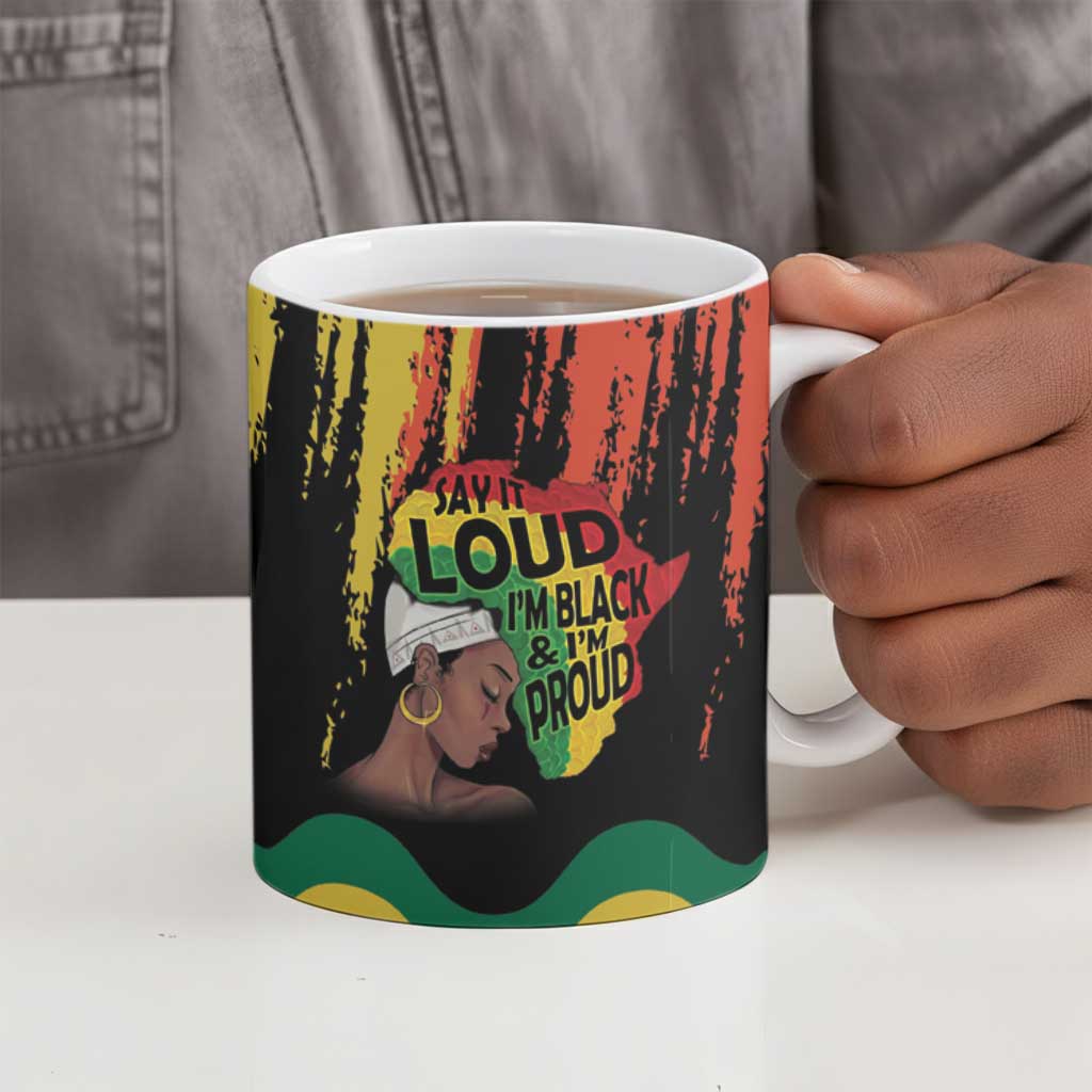 Black History Dreadlocks Map Ceramic Mug Say It Loud I’m Black and I’m Proud - Wonder Print Shop