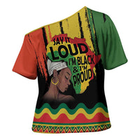 Black History Dreadlocks Map Cross Shoulder Shirt Say It Loud I’m Black and I’m Proud - Wonder Print Shop