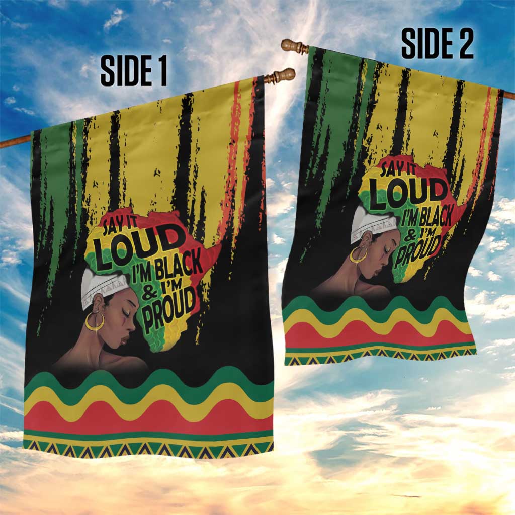 Black History Dreadlocks Map Garden Flag Say It Loud I’m Black and I’m Proud - Wonder Print Shop