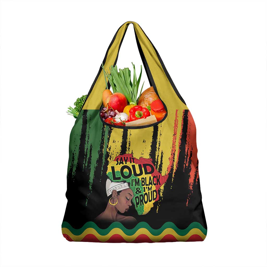 Black History Dreadlocks Map Grocery Bag Say It Loud I’m Black and I’m Proud - Wonder Print Shop