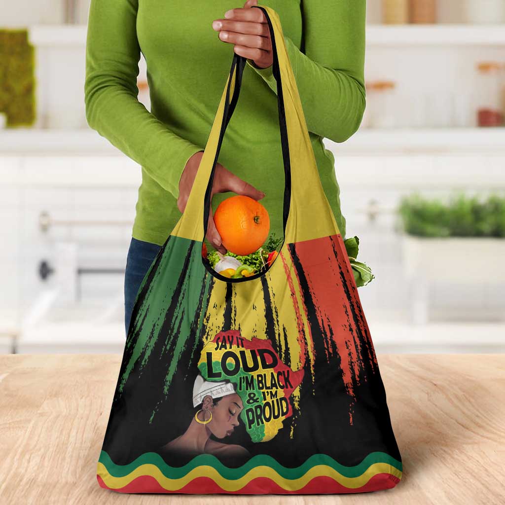 Black History Dreadlocks Map Grocery Bag Say It Loud I’m Black and I’m Proud - Wonder Print Shop
