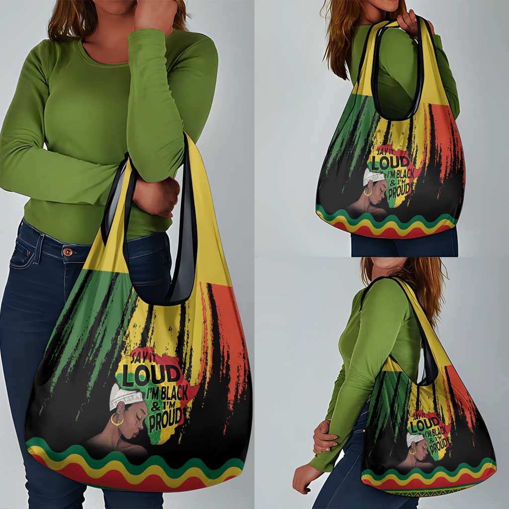 Black History Dreadlocks Map Grocery Bag Say It Loud I’m Black and I’m Proud - Wonder Print Shop