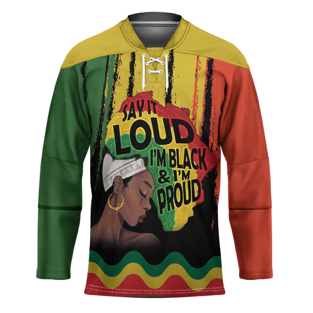 Black History Dreadlocks Map Hockey Jersey Say It Loud I’m Black and I’m Proud - Wonder Print Shop