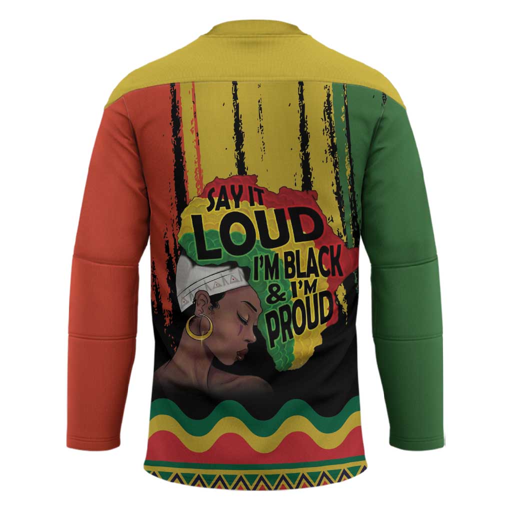 Black History Dreadlocks Map Hockey Jersey Say It Loud I’m Black and I’m Proud - Wonder Print Shop