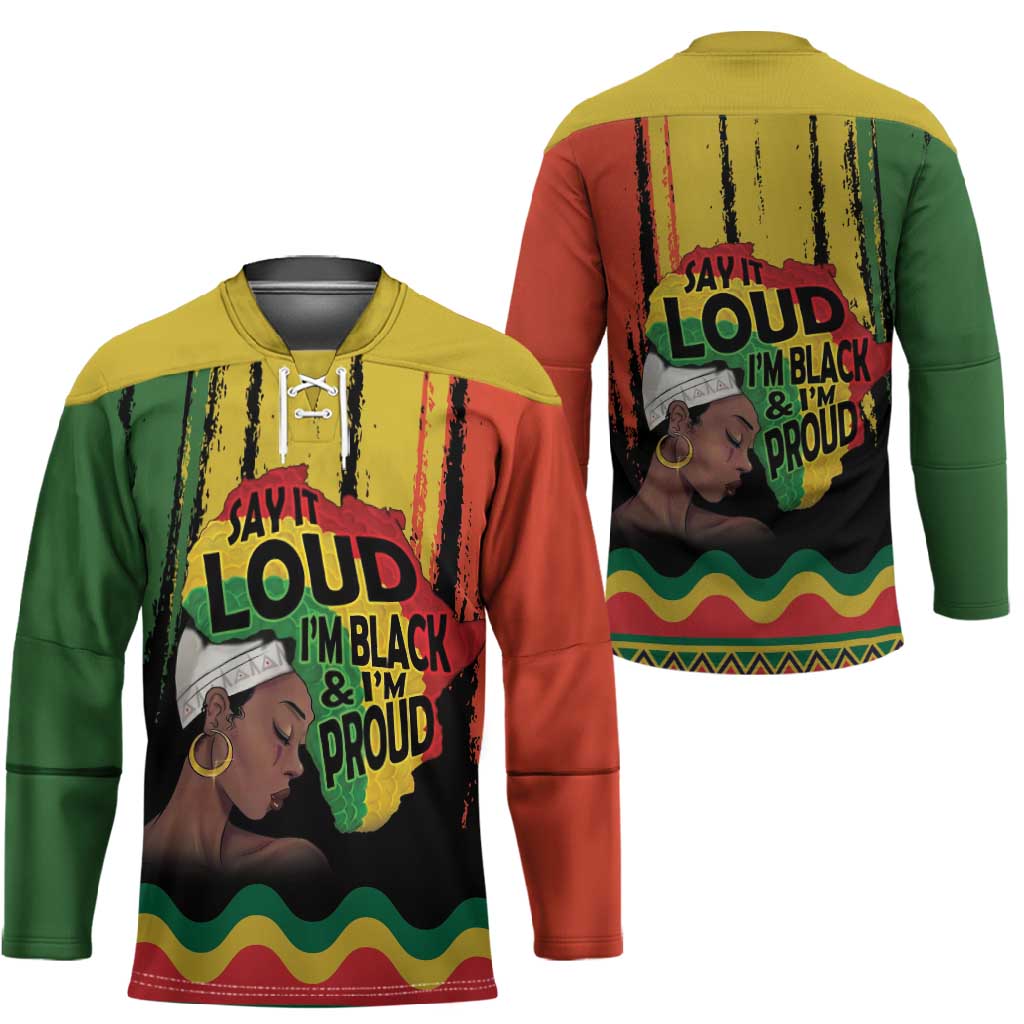 Black History Dreadlocks Map Hockey Jersey Say It Loud I’m Black and I’m Proud - Wonder Print Shop