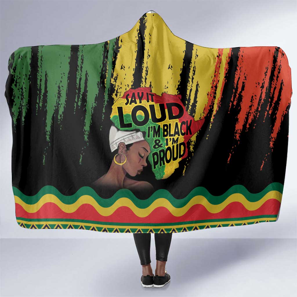 Black History Dreadlocks Map Hooded Blanket Say It Loud I’m Black and I’m Proud - Wonder Print Shop