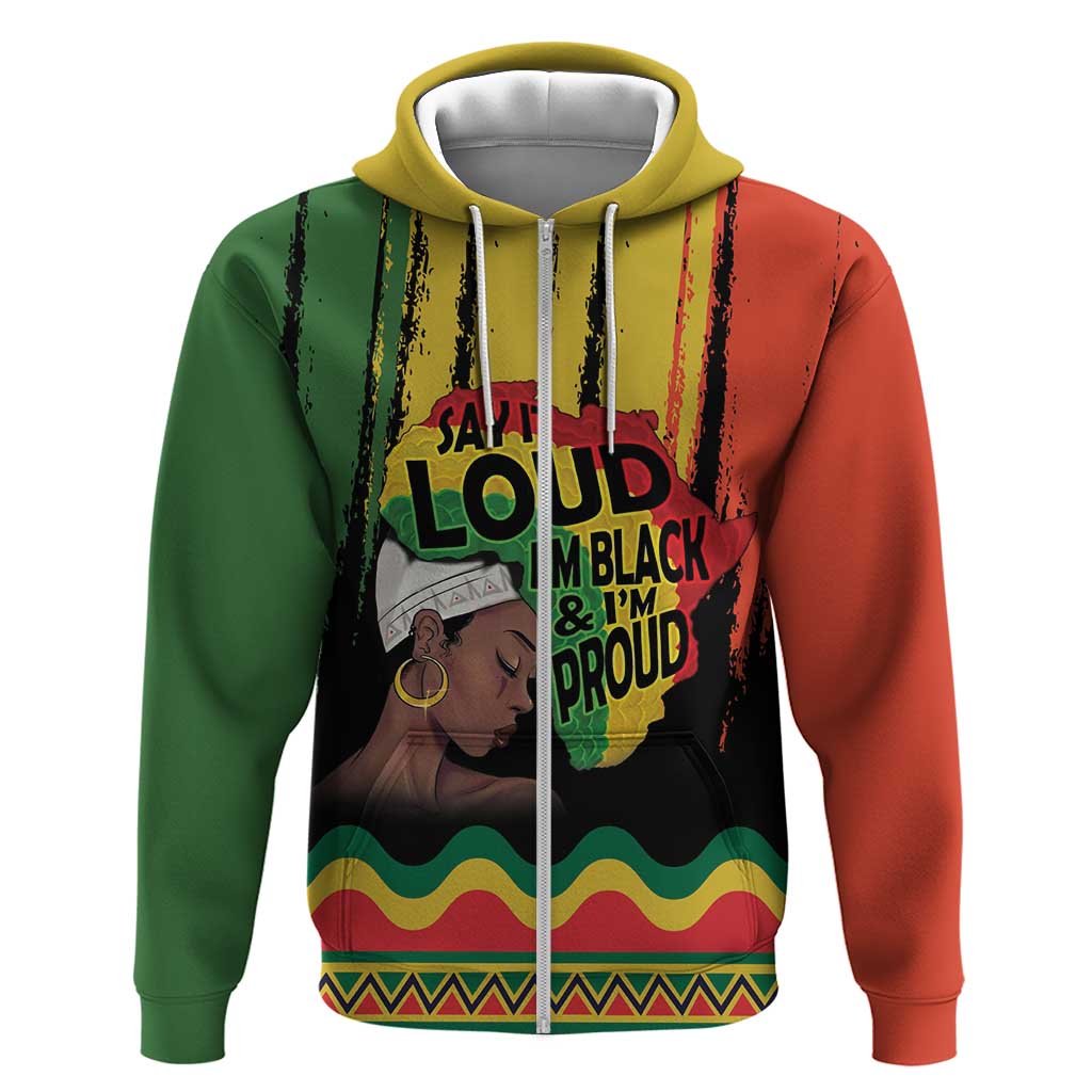 Black History Dreadlocks Map Hoodie Say It Loud I’m Black and I’m Proud - Wonder Print Shop