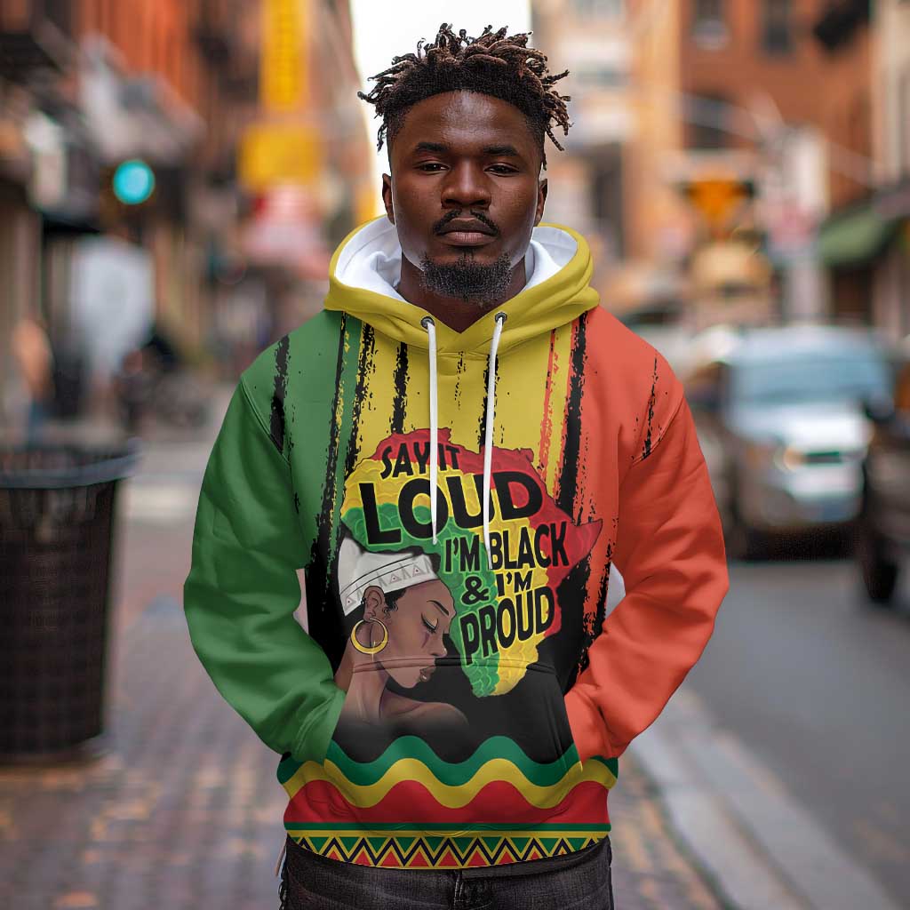 Black History Dreadlocks Map Hoodie Say It Loud I’m Black and I’m Proud - Wonder Print Shop