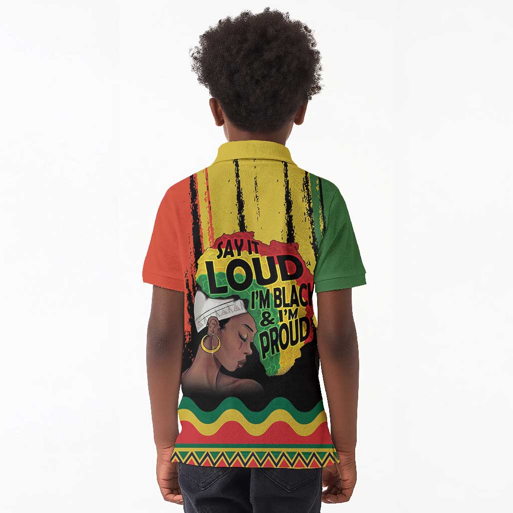 Black History Dreadlocks Map Kid Polo Shirt Say It Loud Im Black and Im Proud LT19