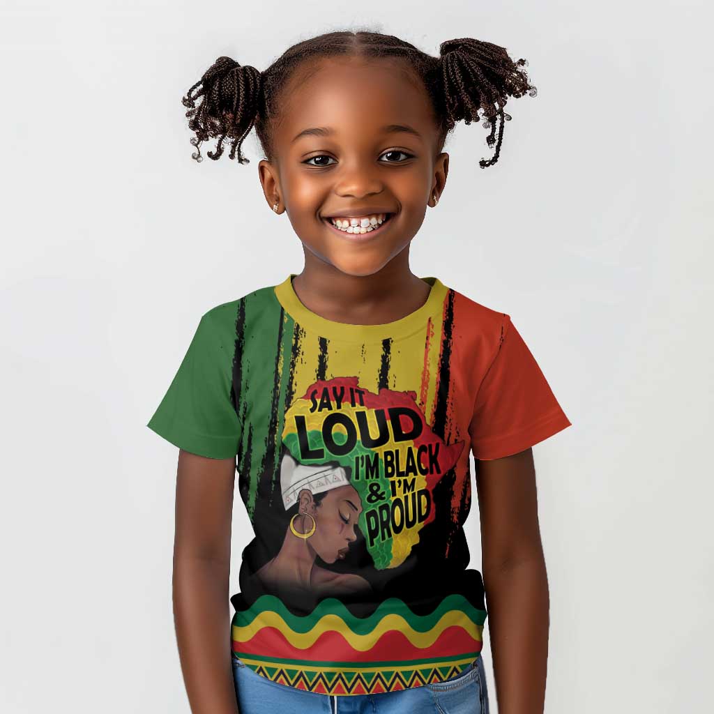 Black History Dreadlocks Map Kid T shirt Say It Loud Im Black and Im Proud LT19