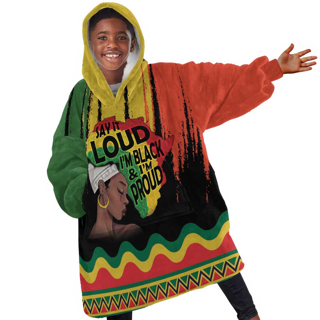 Black History Dreadlocks Map Kid Wearable Blanket Hoodie Say It Loud I’m Black and I’m Proud - Wonder Print Shop
