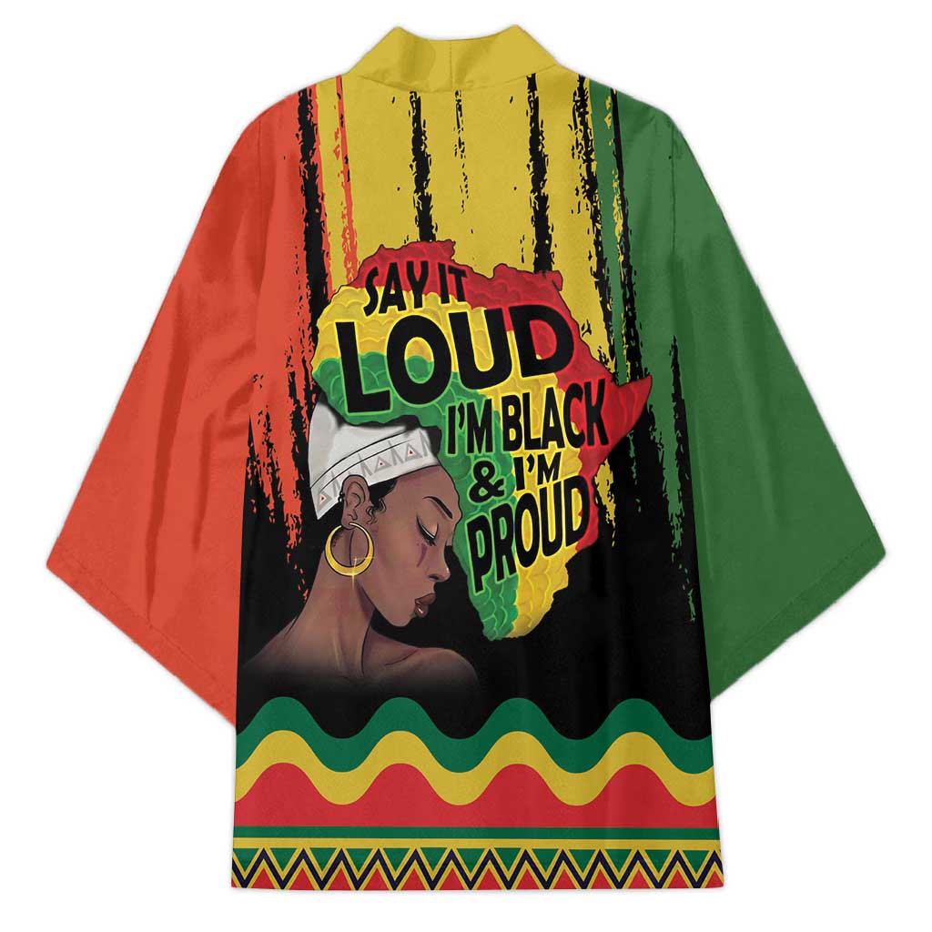 Black History Dreadlocks Map Kimono Say It Loud I’m Black and I’m Proud - Wonder Print Shop
