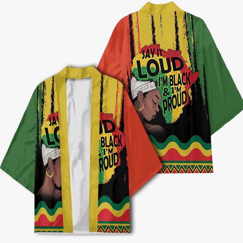 Black History Dreadlocks Map Kimono Say It Loud I’m Black and I’m Proud - Wonder Print Shop