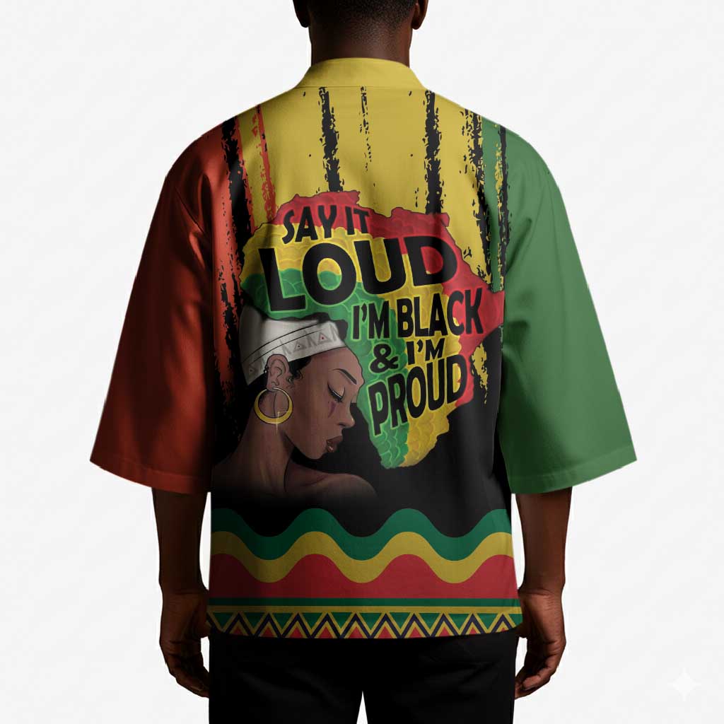 Black History Dreadlocks Map Kimono Say It Loud I’m Black and I’m Proud - Wonder Print Shop