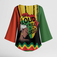 Black History Dreadlocks Map Kimono Sleeve Blouse Say It Loud I’m Black and I’m Proud - Wonder Print Shop