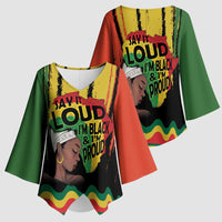 Black History Dreadlocks Map Kimono Sleeve Blouse Say It Loud I’m Black and I’m Proud - Wonder Print Shop