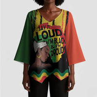 Black History Dreadlocks Map Kimono Sleeve Blouse Say It Loud I’m Black and I’m Proud - Wonder Print Shop