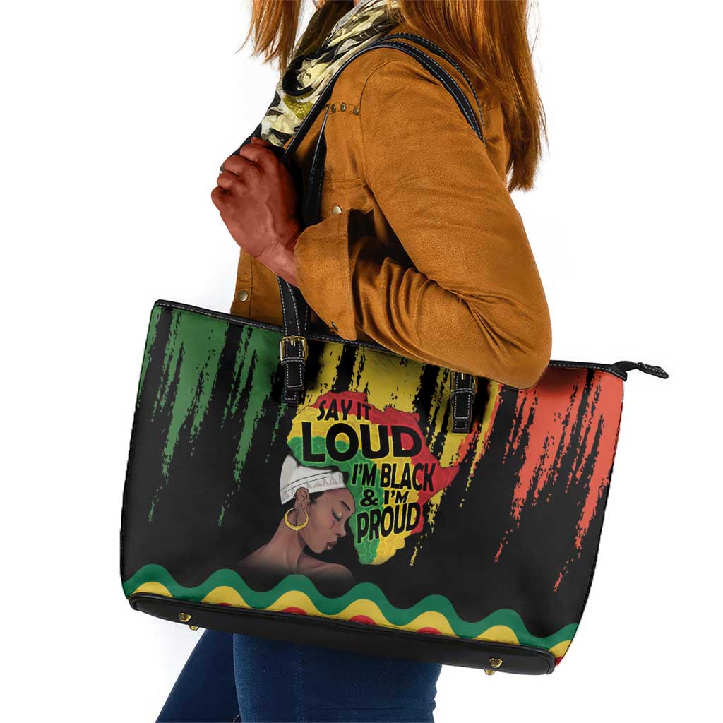 Black History Dreadlocks Map Leather Tote Bag Say It Loud I’m Black and I’m Proud - Wonder Print Shop