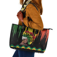 Black History Dreadlocks Map Leather Tote Bag Say It Loud I’m Black and I’m Proud - Wonder Print Shop