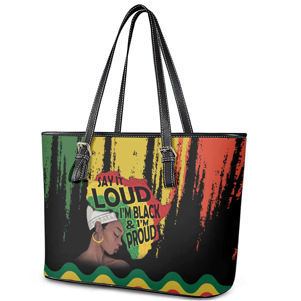 Black History Dreadlocks Map Leather Tote Bag Say It Loud I’m Black and I’m Proud - Wonder Print Shop