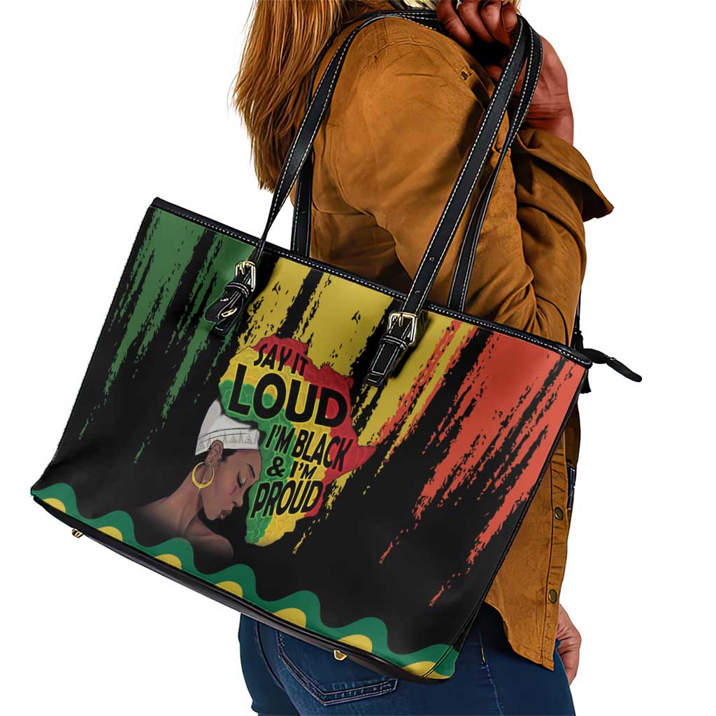 Black History Dreadlocks Map Leather Tote Bag Say It Loud I’m Black and I’m Proud - Wonder Print Shop
