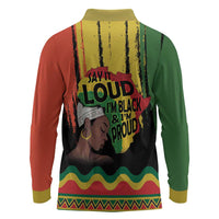Black History Dreadlocks Map Long Sleeve Polo Shirt Say It Loud I’m Black and I’m Proud - Wonder Print Shop