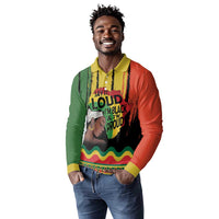 Black History Dreadlocks Map Long Sleeve Polo Shirt Say It Loud I’m Black and I’m Proud - Wonder Print Shop
