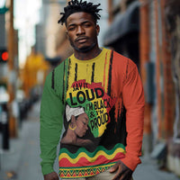 Black History Dreadlocks Map Long Sleeve Shirt Say It Loud I’m Black and I’m Proud - Wonder Print Shop