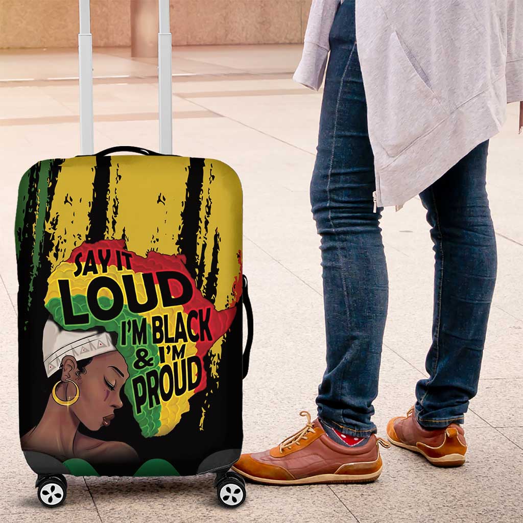 Black History Dreadlocks Map Luggage Cover Say It Loud I’m Black and I’m Proud - Wonder Print Shop