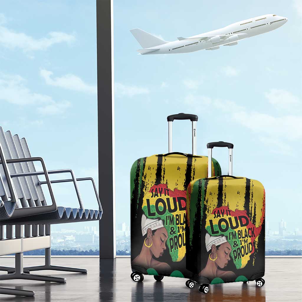 Black History Dreadlocks Map Luggage Cover Say It Loud I’m Black and I’m Proud - Wonder Print Shop