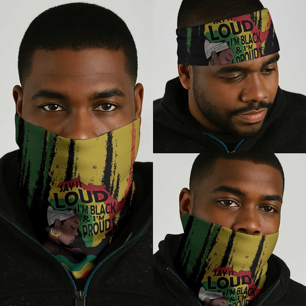 Black History Dreadlocks Map Neck Gaiter Say It Loud I’m Black and I’m Proud - Wonder Print Shop