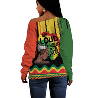 Black History Dreadlocks Map Off Shoulder Sweater Say It Loud I’m Black and I’m Proud - Wonder Print Shop