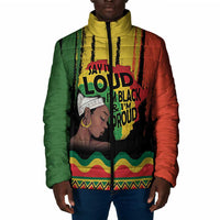 Black History Dreadlocks Map Padded Jacket Say It Loud I’m Black and I’m Proud - Wonder Print Shop