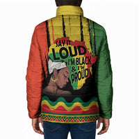 Black History Dreadlocks Map Padded Jacket Say It Loud I’m Black and I’m Proud - Wonder Print Shop