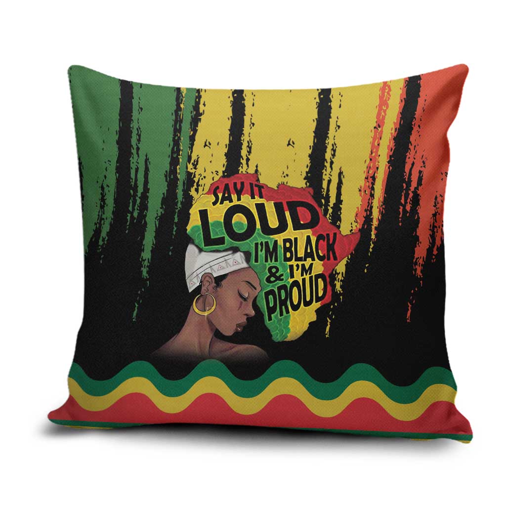 Black History Dreadlocks Map Pillow Cover Say It Loud I’m Black and I’m Proud - Wonder Print Shop