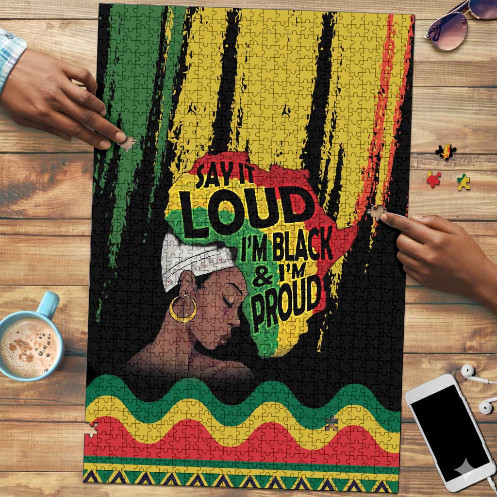 Black History Dreadlocks Map Puzzle Say It Loud I’m Black and I’m Proud - Wonder Print Shop