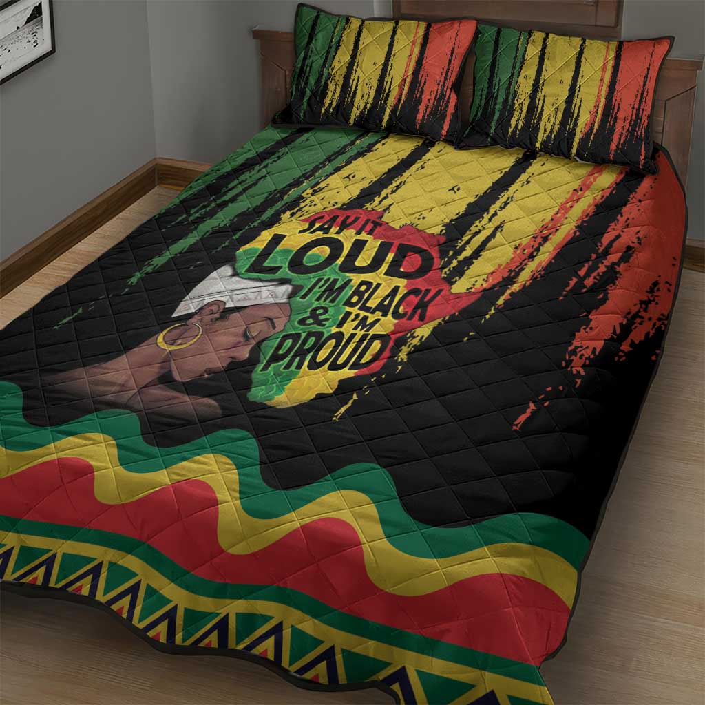 Black History Dreadlocks Map Quilt Bed Set Say It Loud I’m Black and I’m Proud - Wonder Print Shop