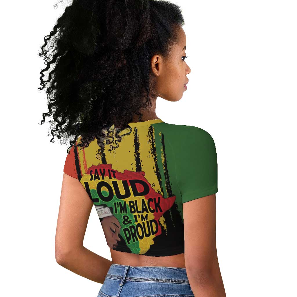 Black History Dreadlocks Map Raglan Cropped T shirt Say It Loud Im Black and Im Proud LT19