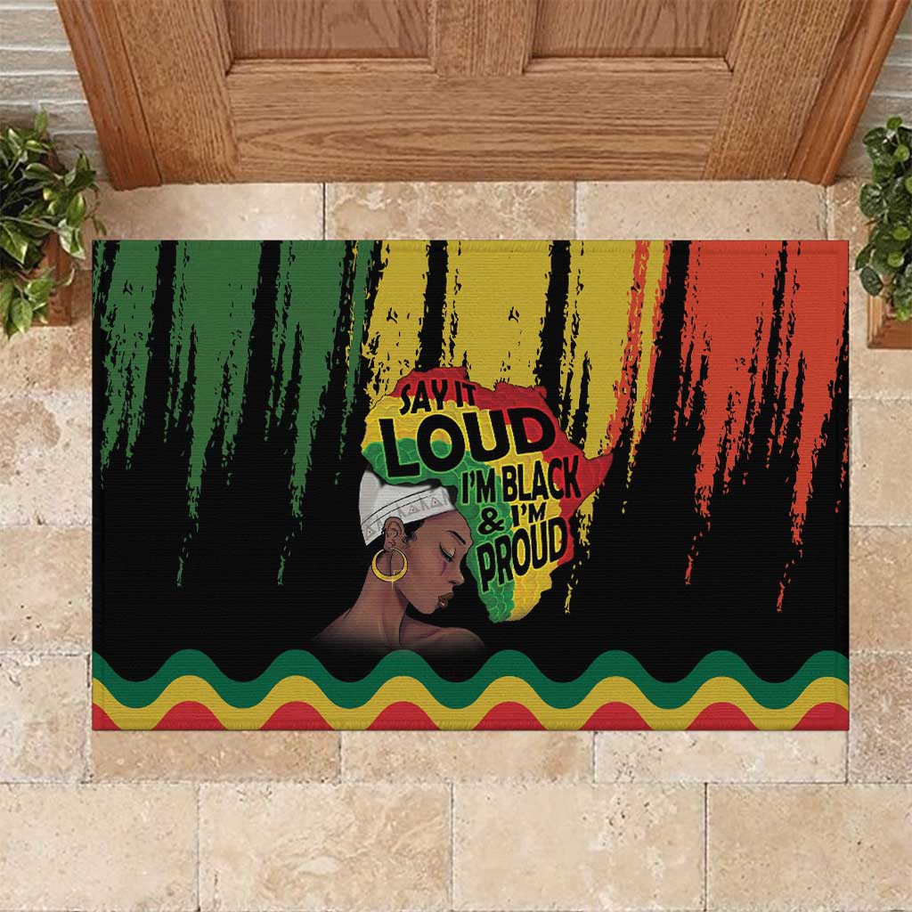 Black History Dreadlocks Map Rubber Doormat Say It Loud I’m Black and I’m Proud - Wonder Print Shop