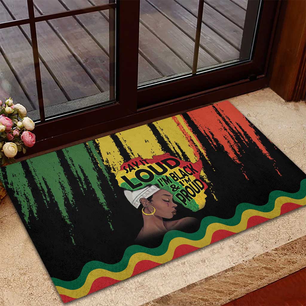 Black History Dreadlocks Map Rubber Doormat Say It Loud I’m Black and I’m Proud - Wonder Print Shop