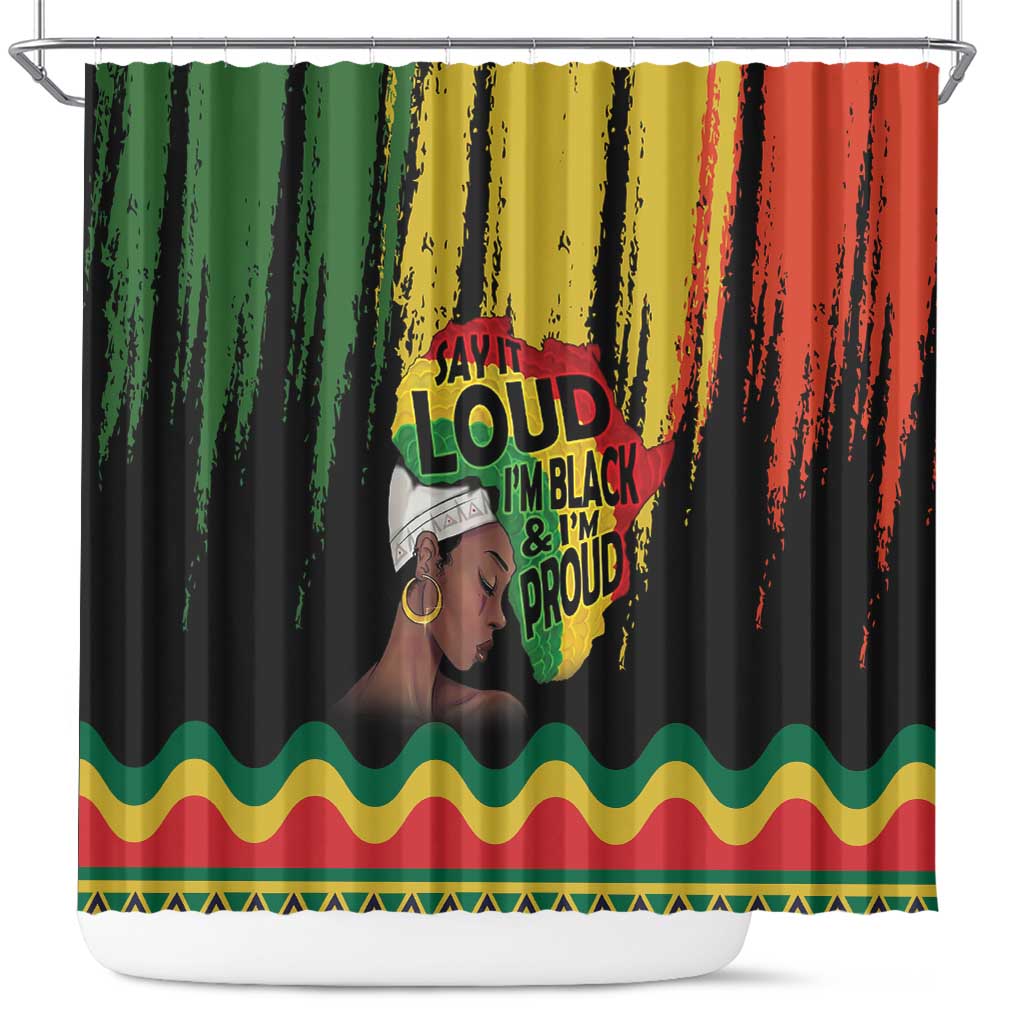 Black History Dreadlocks Map Shower Curtain Say It Loud I’m Black and I’m Proud - Wonder Print Shop
