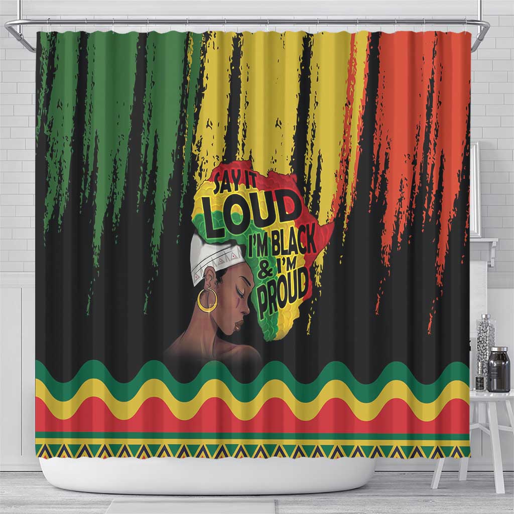Black History Dreadlocks Map Shower Curtain Say It Loud I’m Black and I’m Proud - Wonder Print Shop