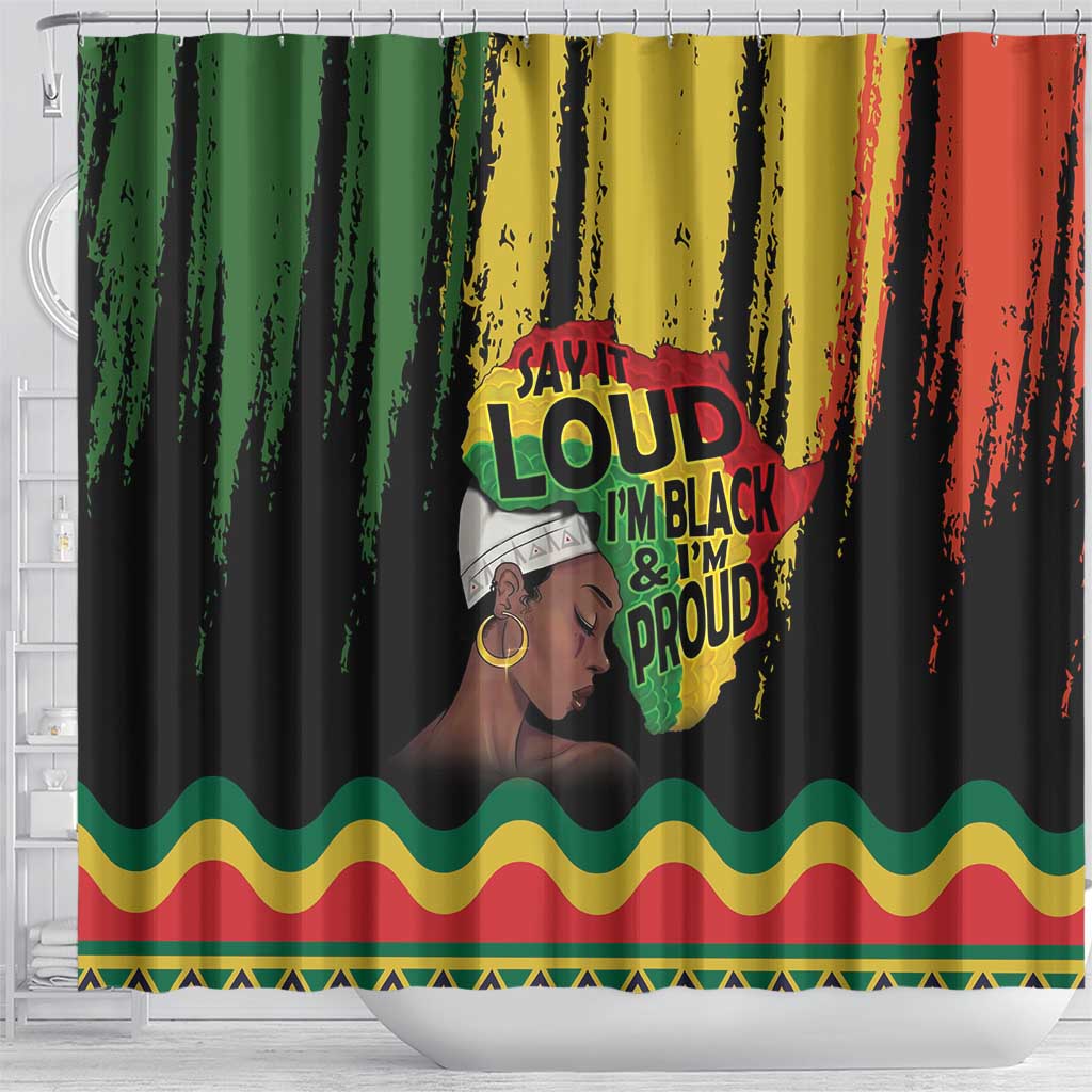 Black History Dreadlocks Map Shower Curtain Say It Loud I’m Black and I’m Proud - Wonder Print Shop